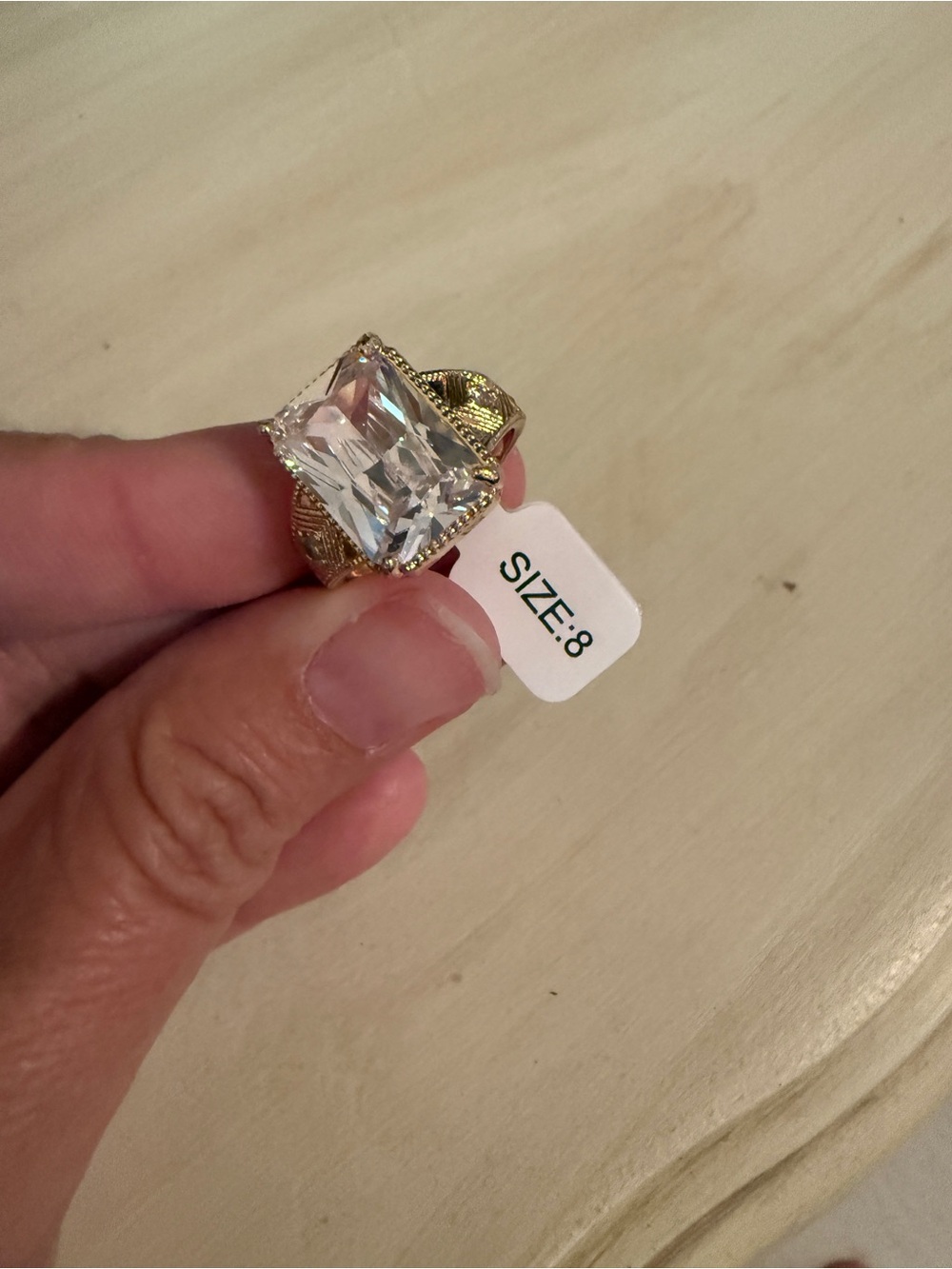 Park Lane Gold-Tone Ring with Clear Emerald-Cut Stone